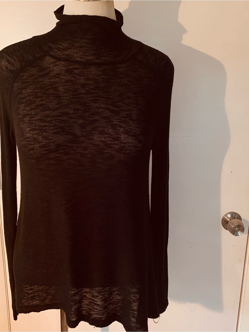 Black Lightweight Mock Neck Women's Sweater
